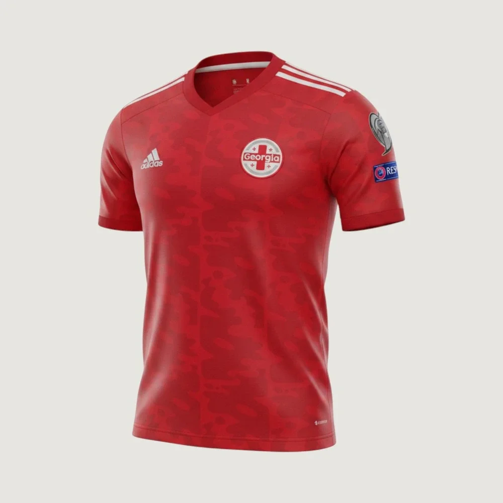Adidas Georgia National Team Soccer Jersey Red Camo Aeroready Mens XS UEFA Patch